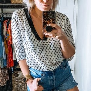 Express ▪️Split Neck Boho Patterned Tunic Blouse